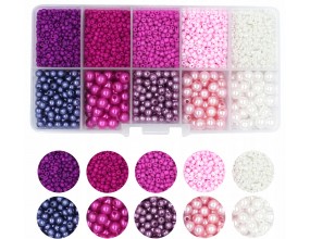 ZESTAW KORALIKI DO BRANSOLETEK PEREŁKI I SZKLANE DROBNE SEEDS RÓŻ FIOLET