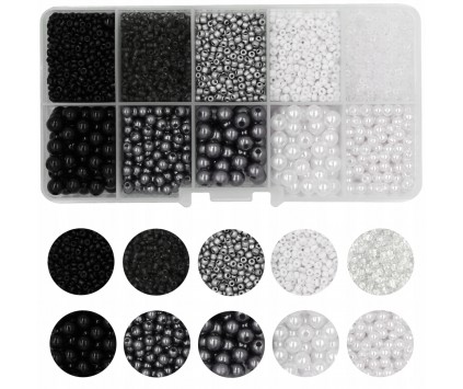 ZESTAW KORALIKI DO BRANSOLETEK PEREŁKI I SZKLANE DROBNE SEEDS NA PREZENT