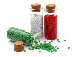 KORALIKI SZKLANE DROBNE SEEDS 2mm W BUTELECZKACH 3 KOLORY ŚWIĘTA MIKOŁAJKI