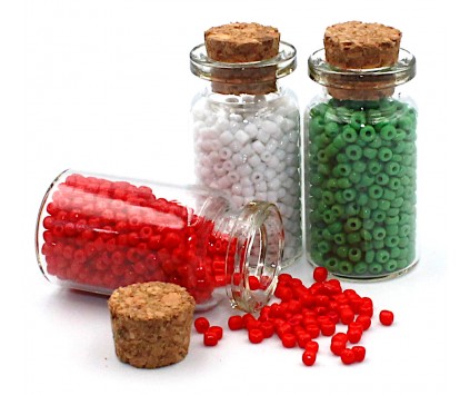 KORALIKI SZKLANE DROBNE SEEDS 2mm FIOLKI 3 KOLORY NA ŚWIĘTA MIKOŁAJKI