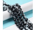 Koraliki Kule Szklane Plamiste Nakrapiane Nici 8mm Kulki Biało Czarne 50szt