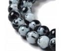 Koraliki Kule Szklane Plamiste Nakrapiane Nici 8mm Kulki Biało Czarne 50szt