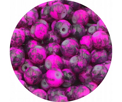 Koraliki Szklane Marmurki Różowe Ciemne Kule 8mm 50szt