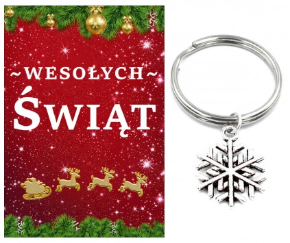 BRELOK BRELOCZEK ŚNIEŻYNKA ŚWIĘTA MIKOŁAJKI PREZENT SZKOŁA WIGILIA KLASOWA