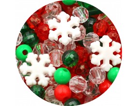 MIX ŚWIĄTECZNYCH KORALIKÓW 6mm MIKOŁAJKI KULKI ŚNIEŻYNKI ŚWIĘTA 50szt