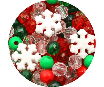 MIX ŚWIĄTECZNYCH KORALIKÓW 6mm MIKOŁAJKI KULKI ŚNIEŻYNKI ŚWIĘTA 50szt