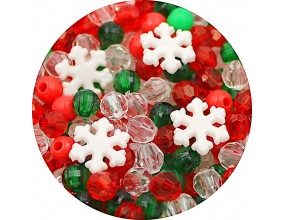 MIX ŚWIĄTECZNYCH KORALIKÓW 6mm MIKOŁAJKI KULKI ŚNIEŻYNKI ŚWIĘTA 100szt