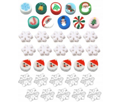 KORALIKI ŚWIETA ŚWIĄTECZNE MIKOŁAJE ŚNIEŻYNKI DO BRANSOLETEK ZESTAW 36szt