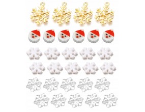 KORALIKI ŚWIETA ŚWIĄTECZNE MIKOŁAJE ŚNIEŻYNKI DO BRANSOLETEK ZESTAW 30szt