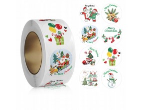 Naklejki Świąteczne do Paczek Prezentów Kartek Święta Mikołaj Gwiazdka 50sz