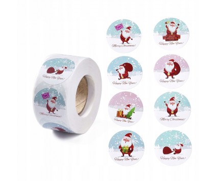 Naklejki Świąteczne Święta Mikołaj na Prezenty Mikołajki Gwiazdka 50szt