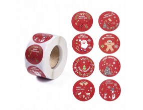 Naklejki Świąteczne Święta Mikołaj na Prezenty Kartki Gwiazdka ROLKA 500szt