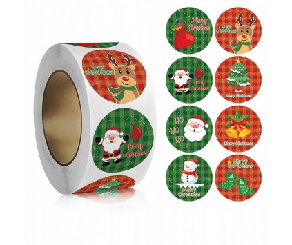 Naklejki do Prezentów Kartek Scrapbooking Świąteczne Mikołajki 50szt