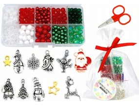 Świąteczny Zestaw do Bransoletek Koraliki w Pudełku Prezent na Święta 410sz