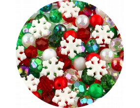 MIX ŚWIĄTECZNYCH KORALIKÓW KORALIKI AKRYLOWE KULKI ŚNIEŻYNKI ŚWIĘTA 100szt