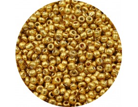 KORALIKI SZKLANE DROBNE SEEDS 2mm ŚWIĄTECZNE METALICZNE ZŁOTE 30g ŚWIĘTA
