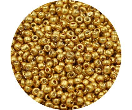 KORALIKI SZKLANE DROBNE SEEDS 2mm ŚWIĄTECZNE METALICZNE ZŁOTE 30g ŚWIĘTA