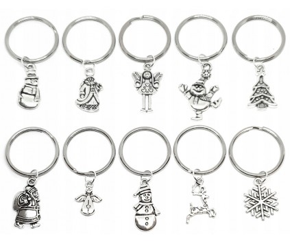 BRELOKI BRELOCZKI ŚWIĄTECZNE ZESTAW KOMPLET MIKOŁAJKI ŚWĘTA PREZENT 10szt