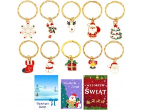 Breloki Breloczki Świąteczne Zestaw Brelok Święta Mikołaj Prezent Kartki 10