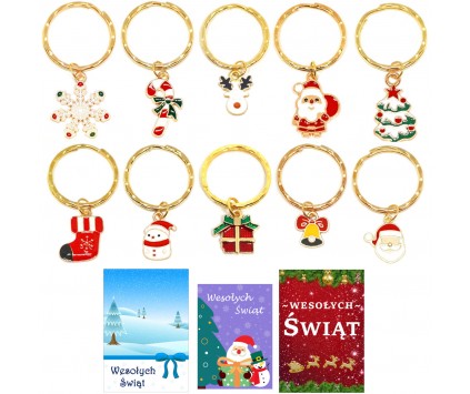 Breloki Breloczki Świąteczne Zestaw Brelok Święta Mikołaj Prezent Kartki 10