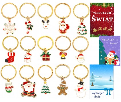 Breloki Breloczki Świąteczne Zestaw Brelok Święta Mikołaj Prezent Kartki 15