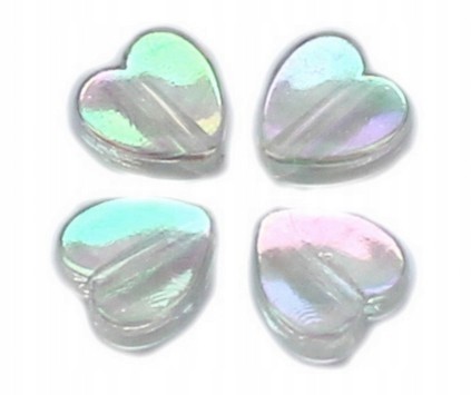 Koraliki SERCA SERDUSZKA SERCE Opalizujące Akrylowe 8x8mm Białe 20szt