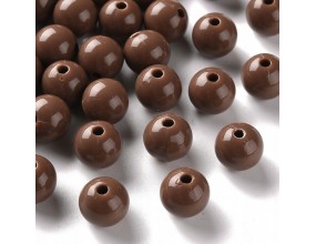 Koraliki Gładkie Klasyczne w Kształcie Kulki 10mm 20szt Akryl Brązowe