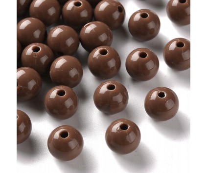 Koraliki Gładkie Klasyczne w Kształcie Kulki 10mm 20szt Akryl Brązowe
