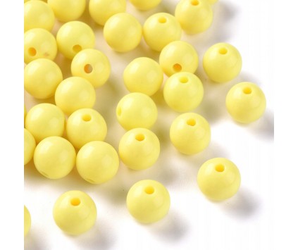 Koraliki Gładkie Klasyczne w Kształcie Kulki 10mm 20szt Akryl Żółte