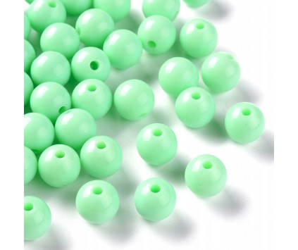 Koraliki Gładkie Klasyczne w Kształcie Kulki 10mm 20szt Akryl Miętowe