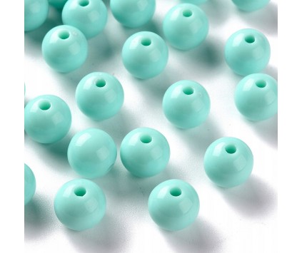 Koraliki Gładkie Klasyczne w Kształcie Kulki 10mm 20szt Akryl Turkusowe