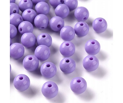 Koraliki Gładkie Klasyczne w Kształcie Kulki 10mm 20szt Akryl Fioletowe
