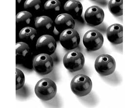 Koraliki Gładkie Klasyczne w Kształcie Kulki 10mm 20szt Akryl Czarne