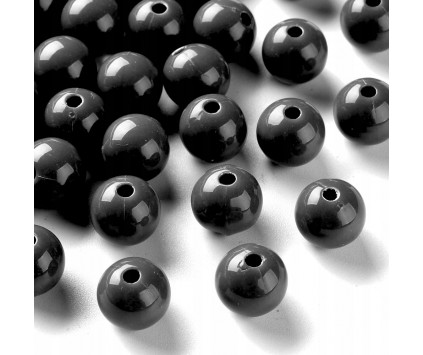 Koraliki Gładkie Klasyczne w Kształcie Kulki 10mm 20szt Akryl Czarne