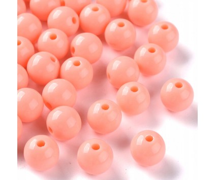 Koraliki Gładkie Klasyczne w Kształcie Kulki 10mm 20szt Akryl Pomarańczowe