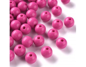 Koraliki Gładkie Klasyczne w Kształcie Kulki 10mm 20szt Akryl Ciemny Róż