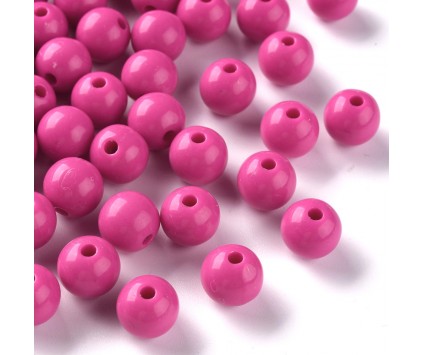 Koraliki Gładkie Klasyczne w Kształcie Kulki 10mm 20szt Akryl Ciemny Róż
