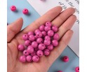 Koraliki Gładkie Klasyczne w Kształcie Kulki 10mm 20szt Akryl Ciemny Róż