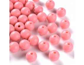 Koraliki Gładkie Klasyczne w Kształcie Kulki 10mm 20szt Akryl Pudrowy Róż