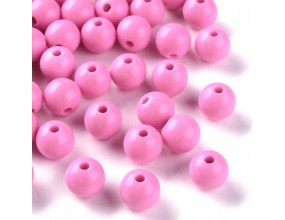 Koraliki Gładkie Klasyczne w Kształcie Kulki 10mm 20szt Akryl Różowe