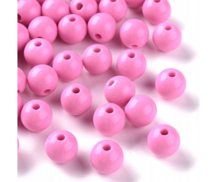 Koraliki Gładkie Klasyczne w Kształcie Kulki 10mm 20szt Akryl Różowe