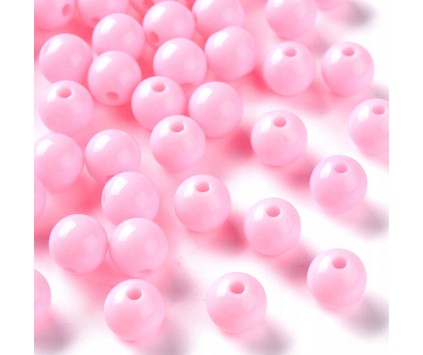 Koraliki Gładkie Klasyczne w Kształcie Kulki 10mm 20szt Akryl Różowe Jasne