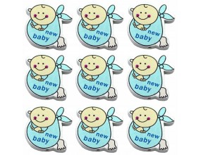 KORALIKI DREWNIANE BABY SHOWER OZDOBY BOBAS DZIECKO NIEMOWLĘ DZIDZIA 9szt