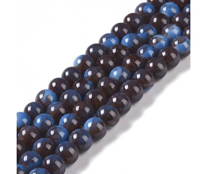 KORALIKI SZKLANE MARMURKI 8mm 50szt DO BRANSOLETEK RÓŻAŃCA NIEBIESKOCZARNE