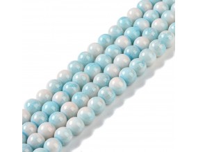 KORALIKI SZKLANE MARMURKI 8mm 50szt DO BRANSOLETEK RÓŻAŃCA BŁĘKITNOPOMARAŃ