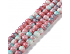 KORALIKI SZKLANE MARMURKI 8mm 50szt DO BRANSOLETEK RÓŻAŃCA BŁĘKITNO-ŁOSOSIO