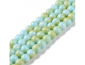 KORALIKI SZKLANE MARMURKI 8mm 50szt DO BRANSOLETEK RÓŻAŃCA BŁĘKITNO-ŻÓŁTE