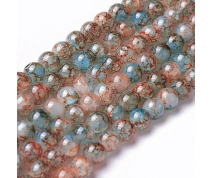 KORALIKI SZKLANE MARMURKI MLECZNE 8mm 50szt  DO BRANSOLETEK RÓŻAŃCA KMM01