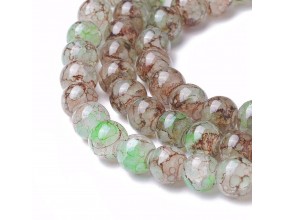 KORALIKI SZKLANE MARMURKI MLECZNE 8mm 50szt DO BRANSOLETEK RÓŻAŃCA BRĄZ-ZIE