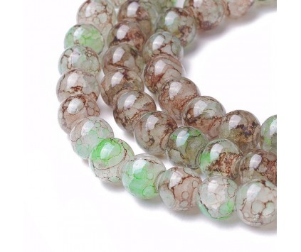 KORALIKI SZKLANE MARMURKI MLECZNE 8mm 50szt DO BRANSOLETEK RÓŻAŃCA BRĄZ-ZIE